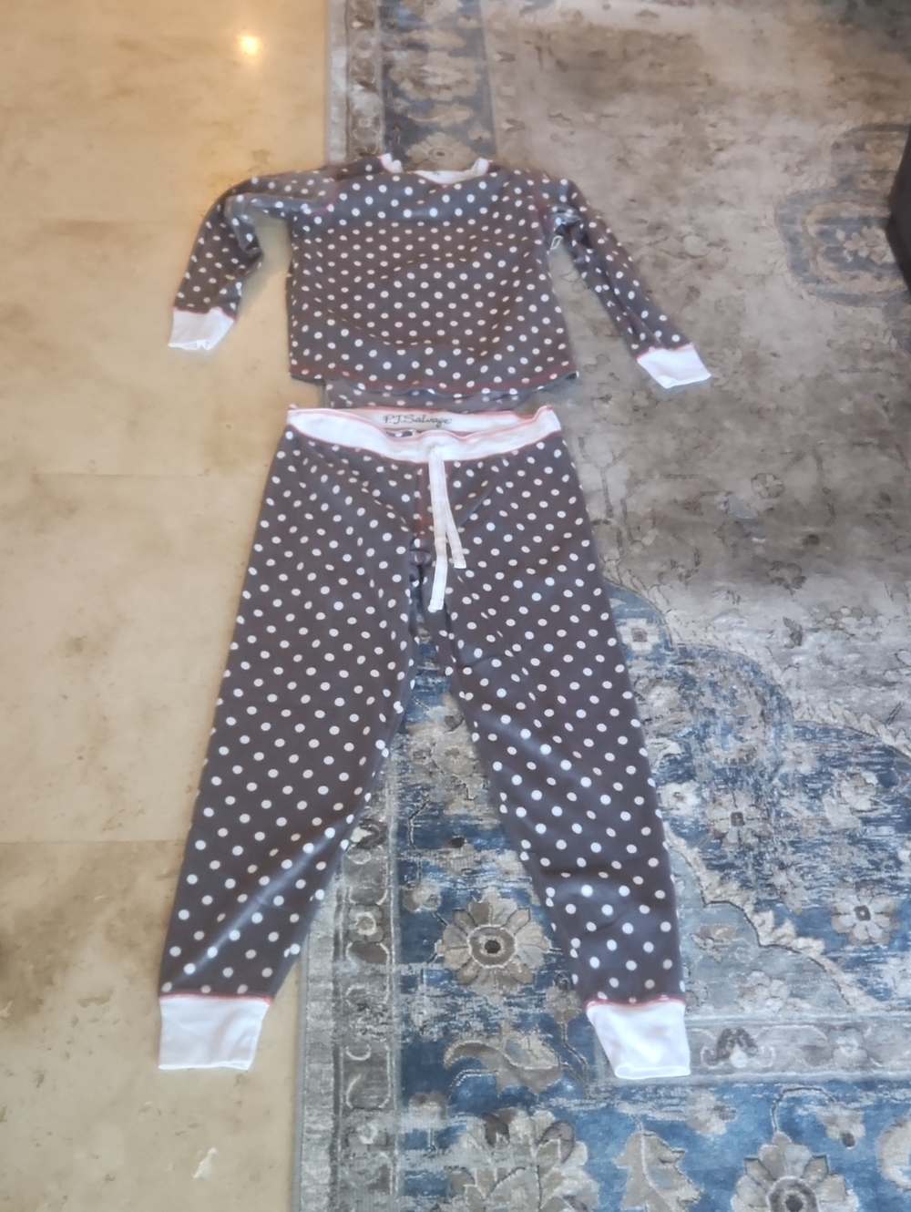 P.J. Salvage Grey and White Polka Dot Pajama Set